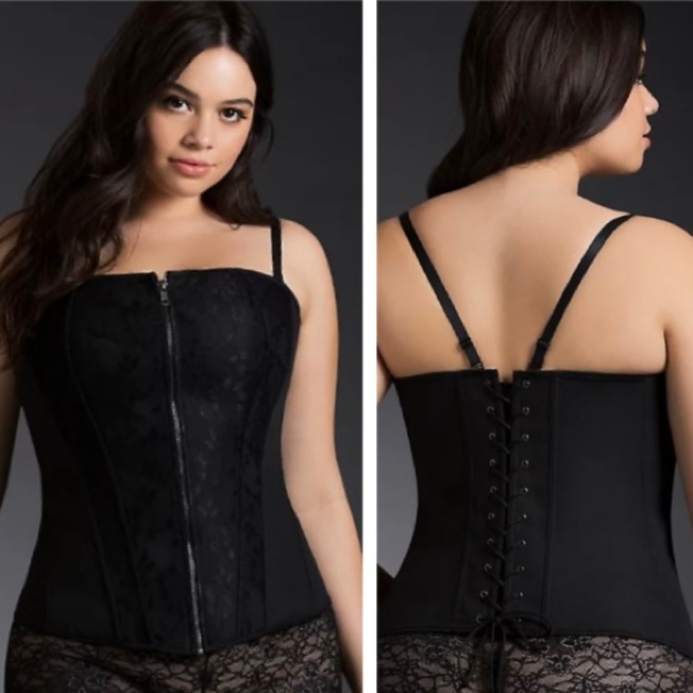 Torrid lace bustier corset zip front tie back lingerie top plus size 6x torrid 6